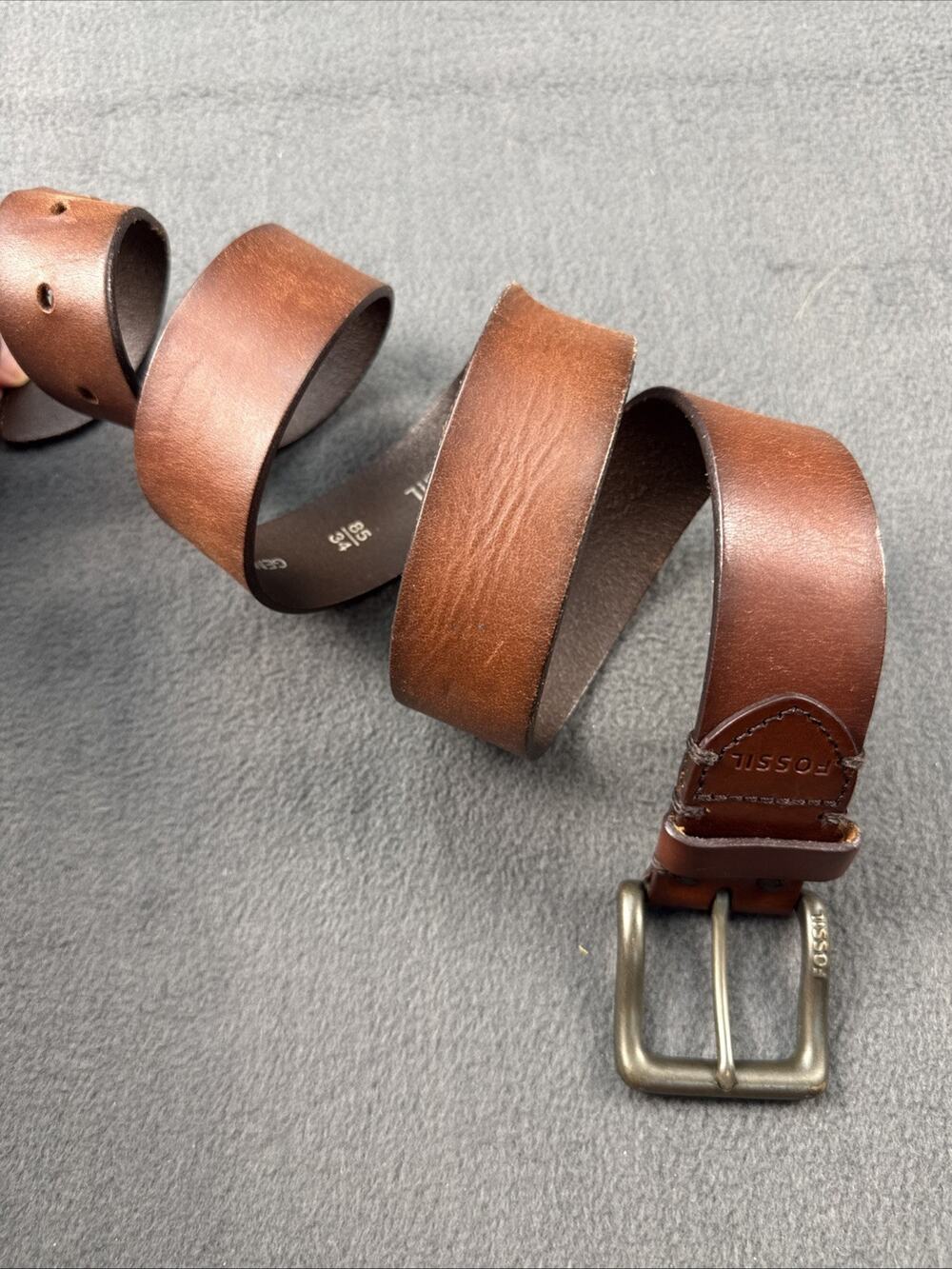 Fossil Brown Genuine Leather Belt - Men's Size 34/85